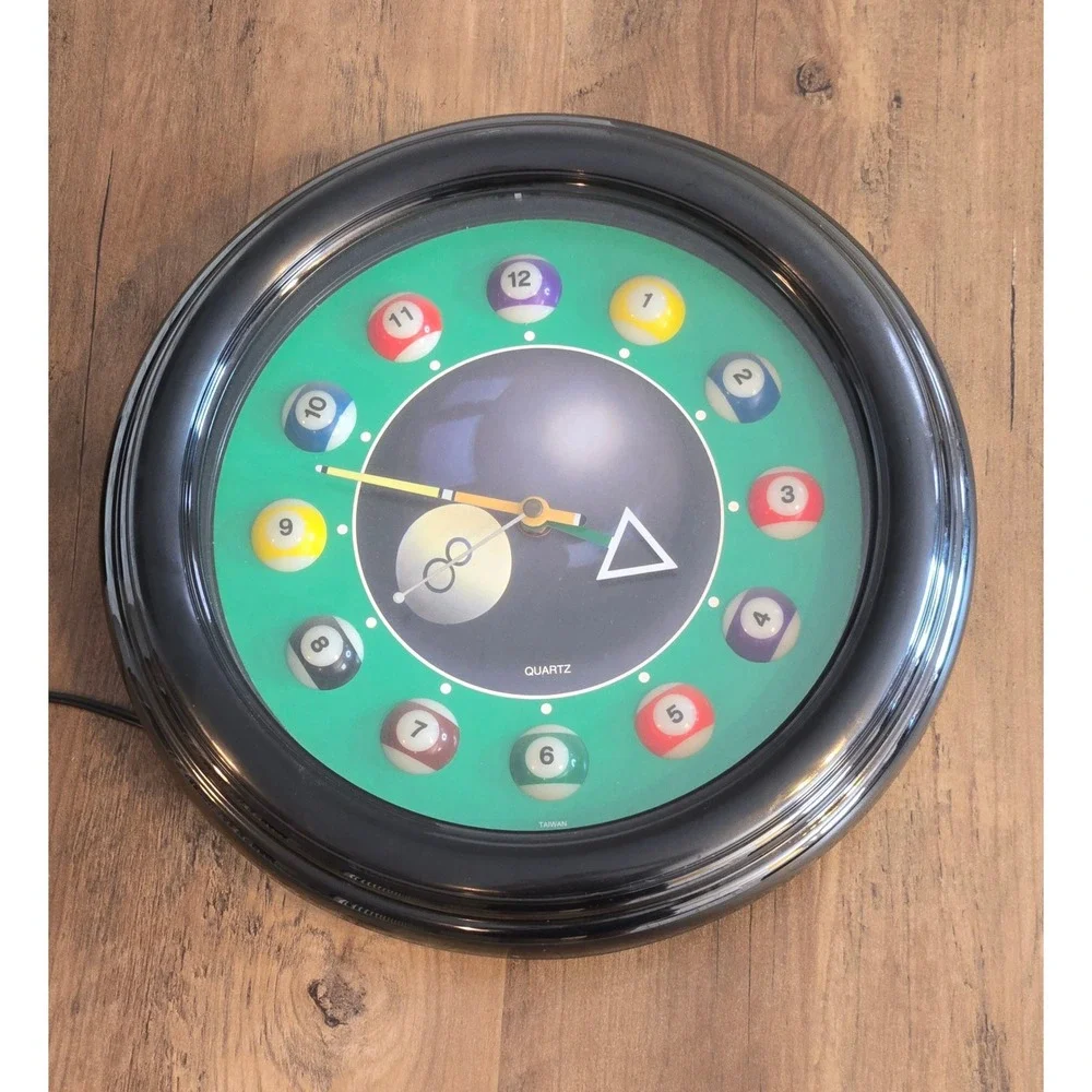Vintage Billiards Pool Ball Neon Wall Clock LED Light Game Room Decor 12